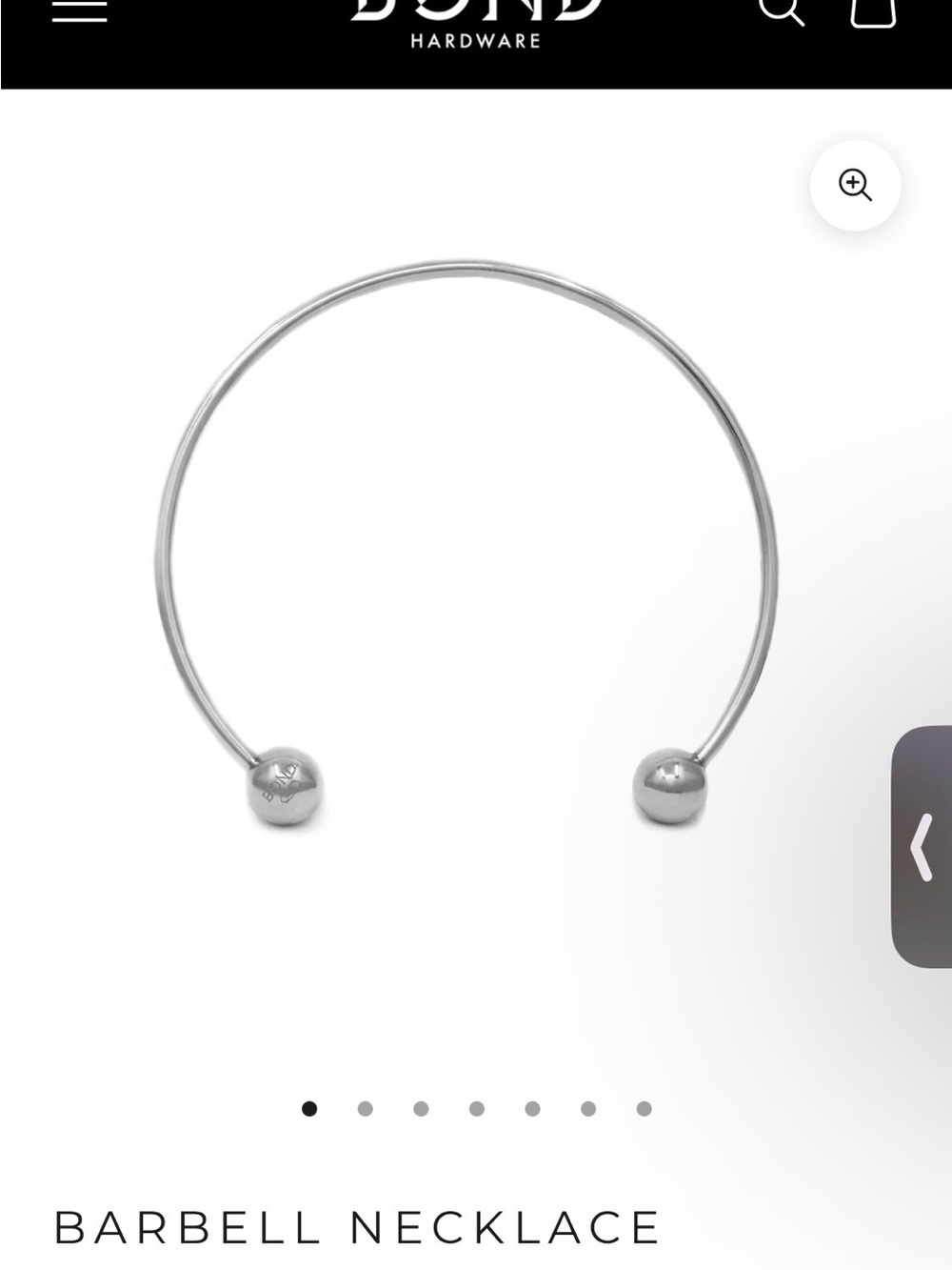 Bond Hardware Barbell Necklace in Polished Silver